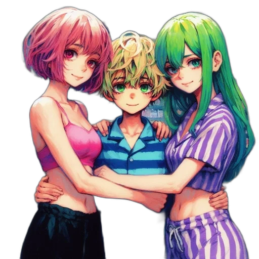 staff, hair, vaporwave, pixel art transparent PNG cut-out