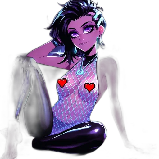 dress, robot, creature, vaporwave transparent PNG cut-out