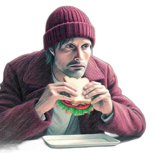 food, face, hat, jacket transparent PNG cut-out