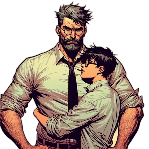 comic book art, concept art, earth tones, two transparent PNG cut-out