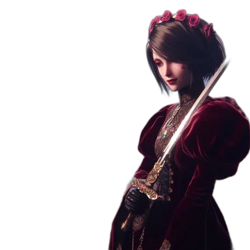 crown, dress, sword, 3d render transparent PNG cut-out