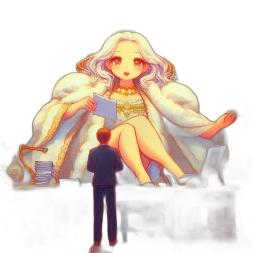 dress, crown, creature, staff transparent PNG cut-out