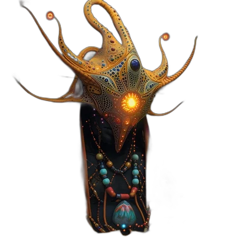 crown, staff, creature, mask transparent PNG cut-out