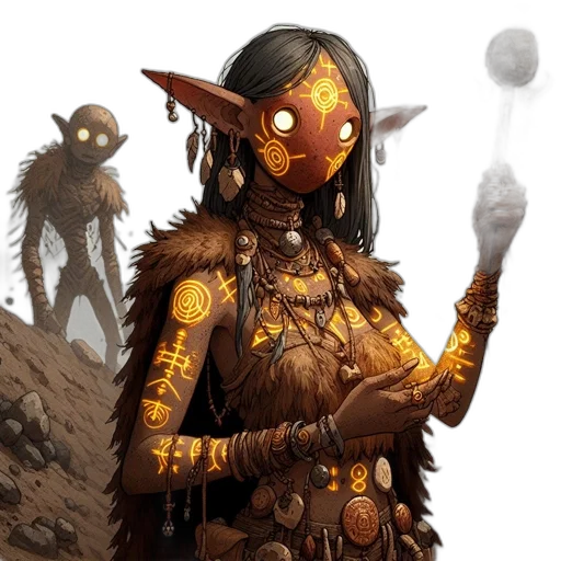 staff, mask, fantasy art, concept art transparent PNG cut-out