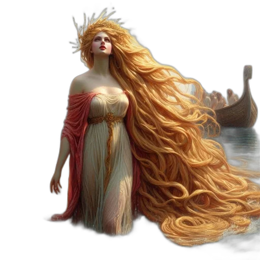 dress, crown, hair, fantasy art transparent PNG cut-out