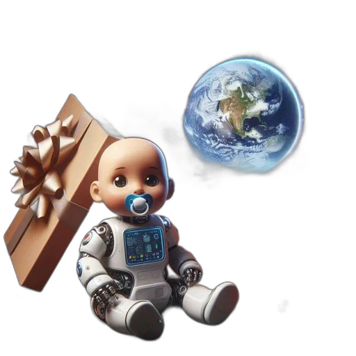 robot, concept art, 3d render, outer space transparent PNG cut-out