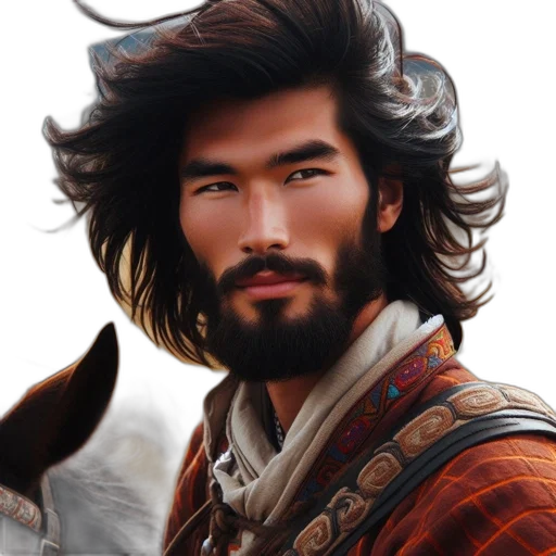 face, dragon, hair, staff transparent PNG cut-out