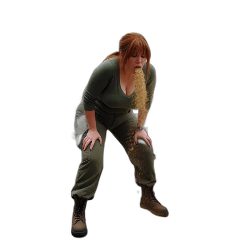 jacket, creature, weapon, staff transparent PNG cut-out