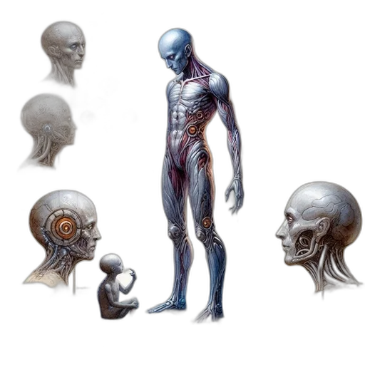 creature, robot, concept art, 3d render transparent PNG cut-out