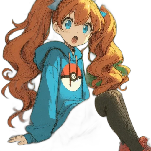 jacket, dress, hair, staff transparent PNG cut-out