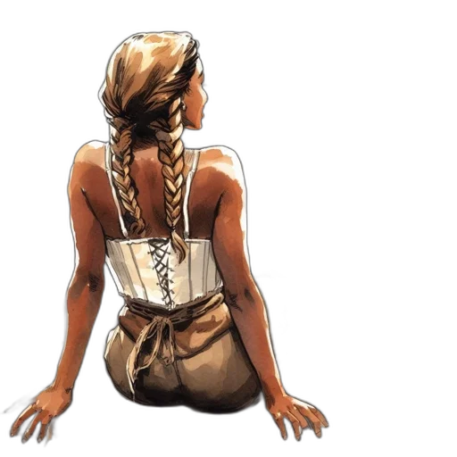 dress, jewelry, staff, hair transparent PNG cut-out
