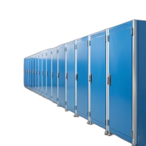 3d render, blue, row, white transparent PNG cut-out