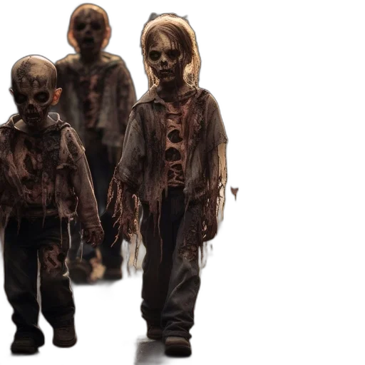 concept art, 3d render, zombie, children transparent PNG cut-out
