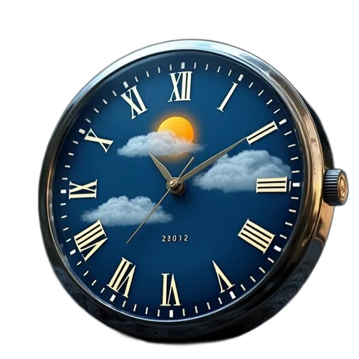 photorealistic, 3d render, blue, clock transparent PNG cut-out
