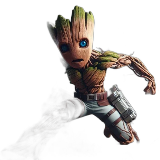 robot, staff, concept art, 3d render transparent PNG cut-out