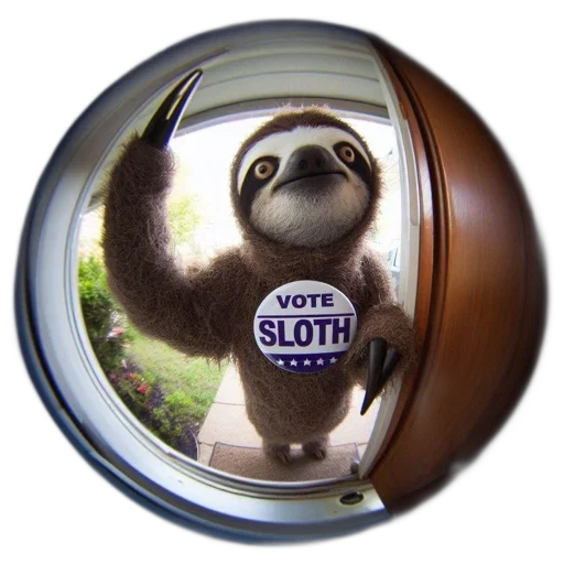 staff, sloth, peers, out transparent PNG cut-out
