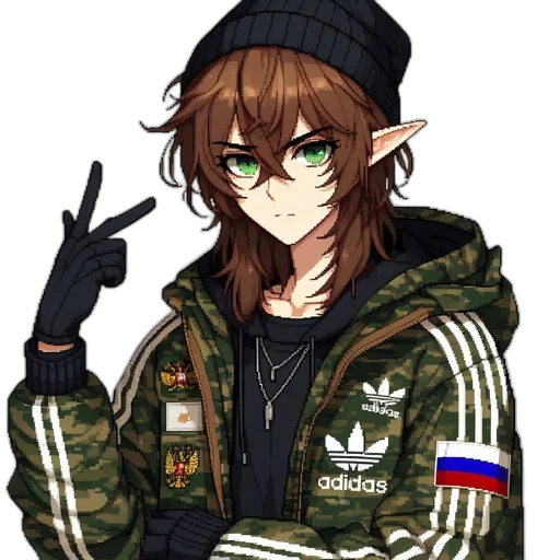 jacket, hat, weapon, staff transparent PNG cut-out