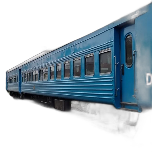 3d render, photorealistic, blue, train transparent PNG cut-out