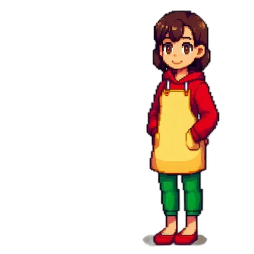 staff, jacket, dress, pixel art transparent PNG cut-out