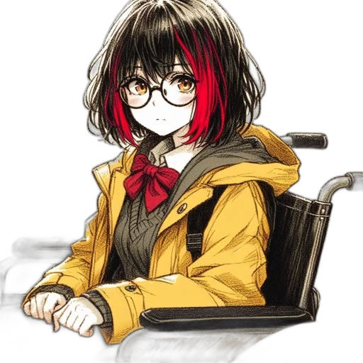 jacket, staff, face, hair transparent PNG cut-out