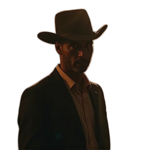 hat, jacket, weapon, face transparent PNG cut-out