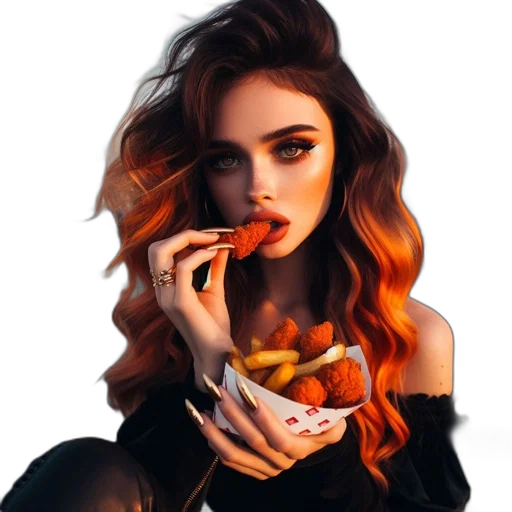 food, jewelry, face, hair transparent PNG cut-out