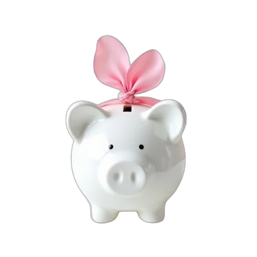 3d render, white, ceramic, piggy transparent PNG cut-out