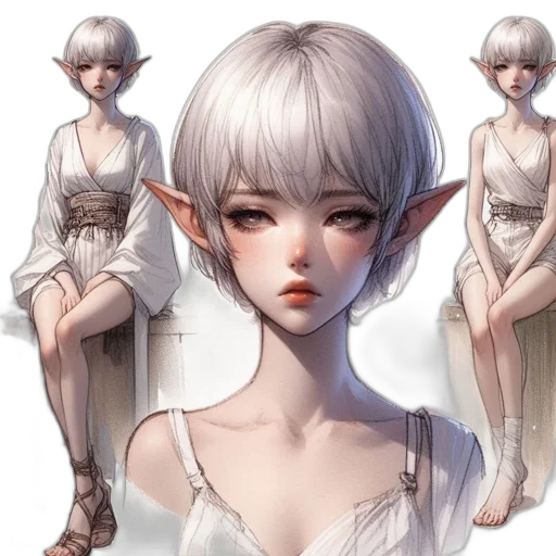 face, dress, staff, creature transparent PNG cut-out