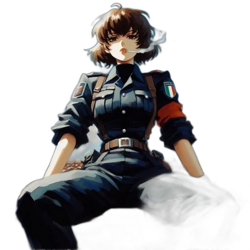 jacket, staff, robot, weapon transparent PNG cut-out