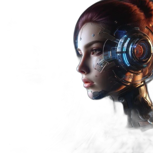 robot, face, concept art, cyberpunk transparent PNG cut-out
