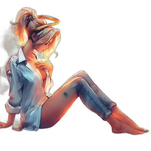 dress, hair, concept art, photorealistic transparent PNG cut-out