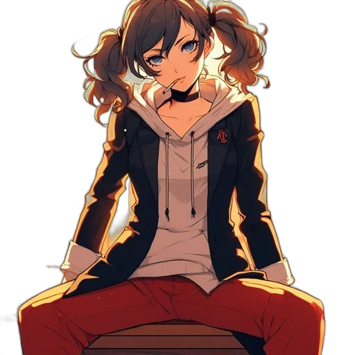 jacket, crown, hair, staff transparent PNG cut-out