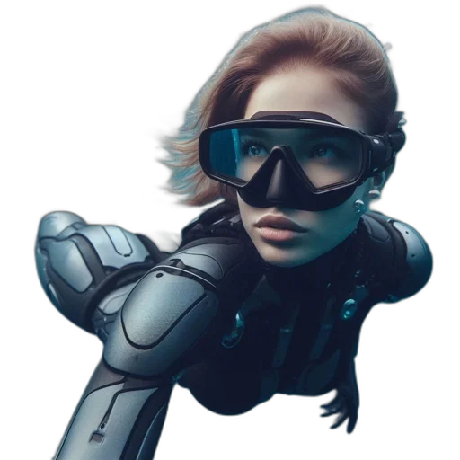 robot, jacket, face, staff transparent PNG cut-out