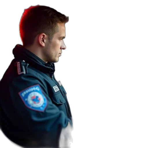 jacket, staff, face, weapon transparent PNG cut-out