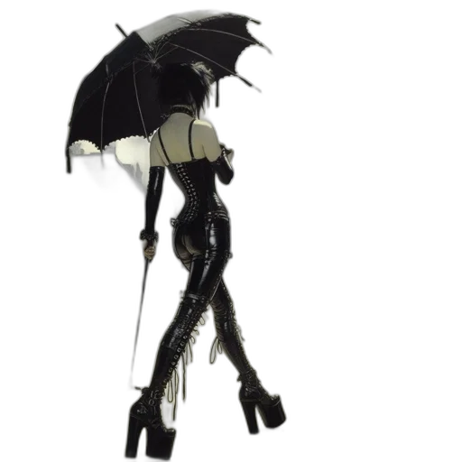 umbrella, robot, dress, staff transparent PNG cut-out