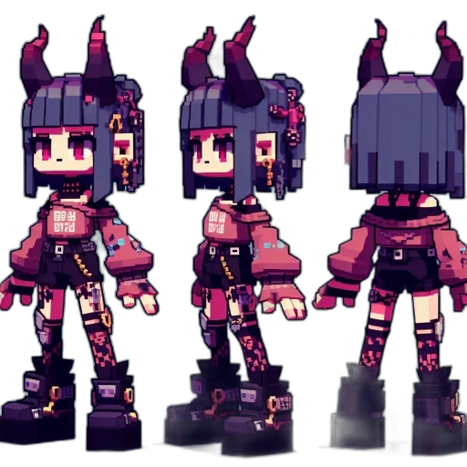 pixel art, concept art, 3d render, cyberpunk transparent PNG cut-out