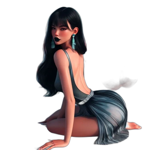 dress, hair, concept art, fantasy art transparent PNG cut-out