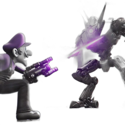 robot, weapon, concept art, 3d render transparent PNG cut-out