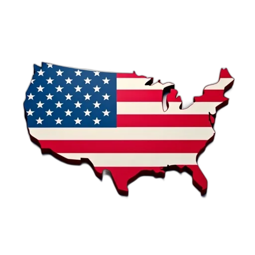 american, flag, over, map transparent PNG cut-out