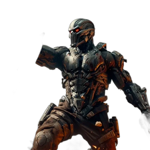 robot, weapon, concept art, 3d render transparent PNG cut-out