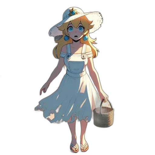 dress, hat, staff, creature transparent PNG cut-out