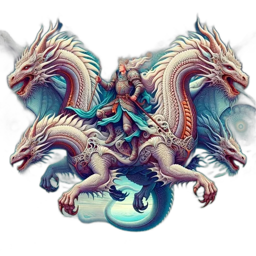 dragon, staff, sword, fantasy art transparent PNG cut-out