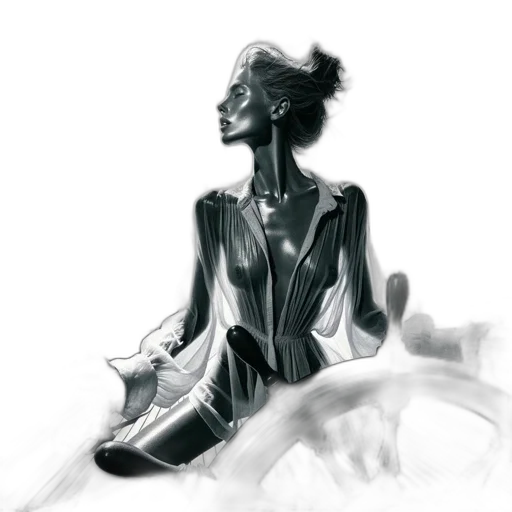 dress, staff, jewelry, robot transparent PNG cut-out