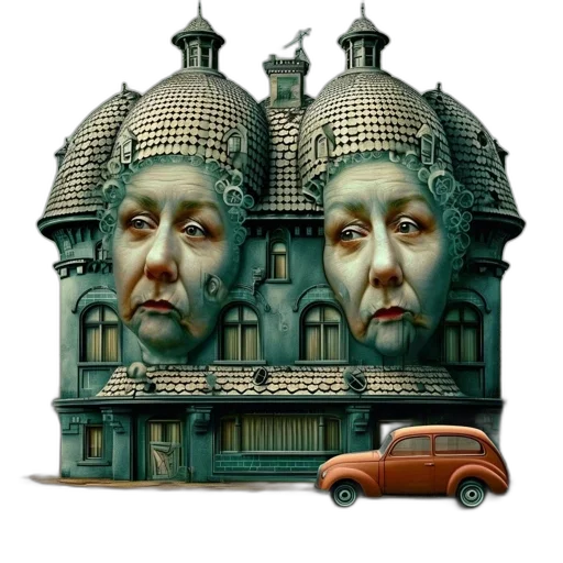 car, building, mask, face transparent PNG cut-out