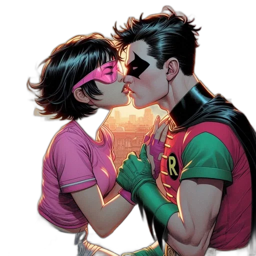 comic book art, colorful, neon, two transparent PNG cut-out