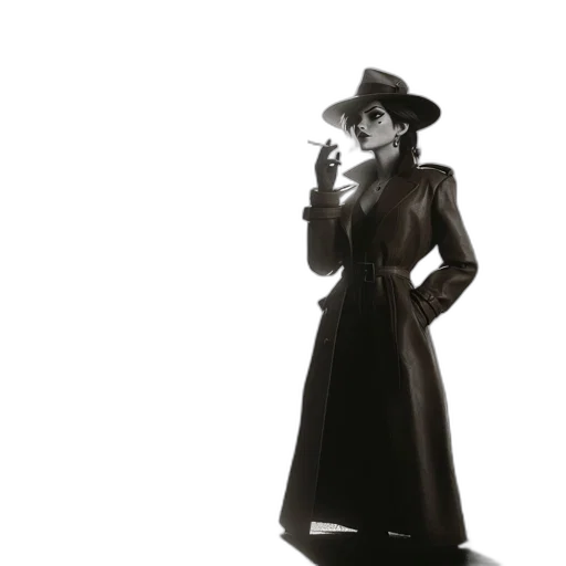 dress, jacket, hat, staff transparent PNG cut-out