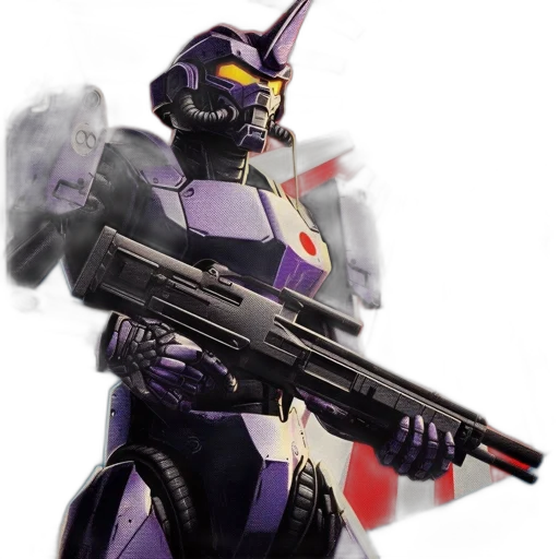 robot, weapon, concept art, vaporwave transparent PNG cut-out