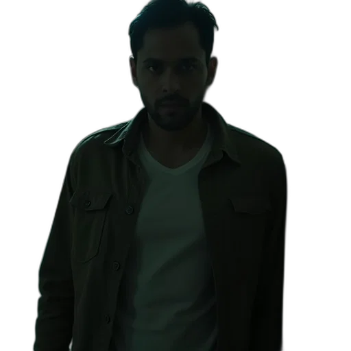 jacket, staff, face, creature transparent PNG cut-out