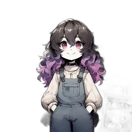 hair, staff, flower, creature transparent PNG cut-out