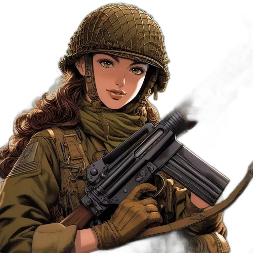 weapon, hat, jacket, comic book art transparent PNG cut-out